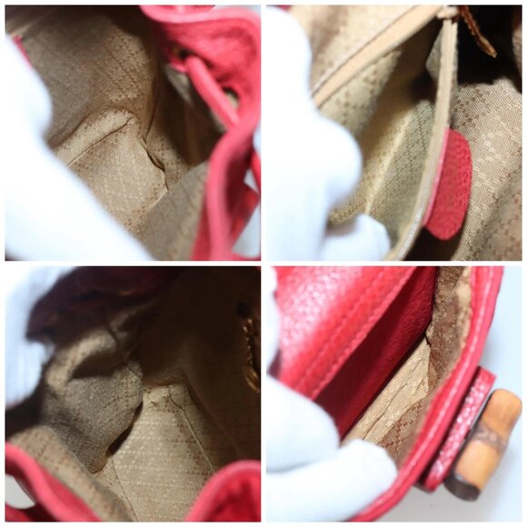 GUCCI Bamboo Backpack Suede Leather Red Gold main image 12